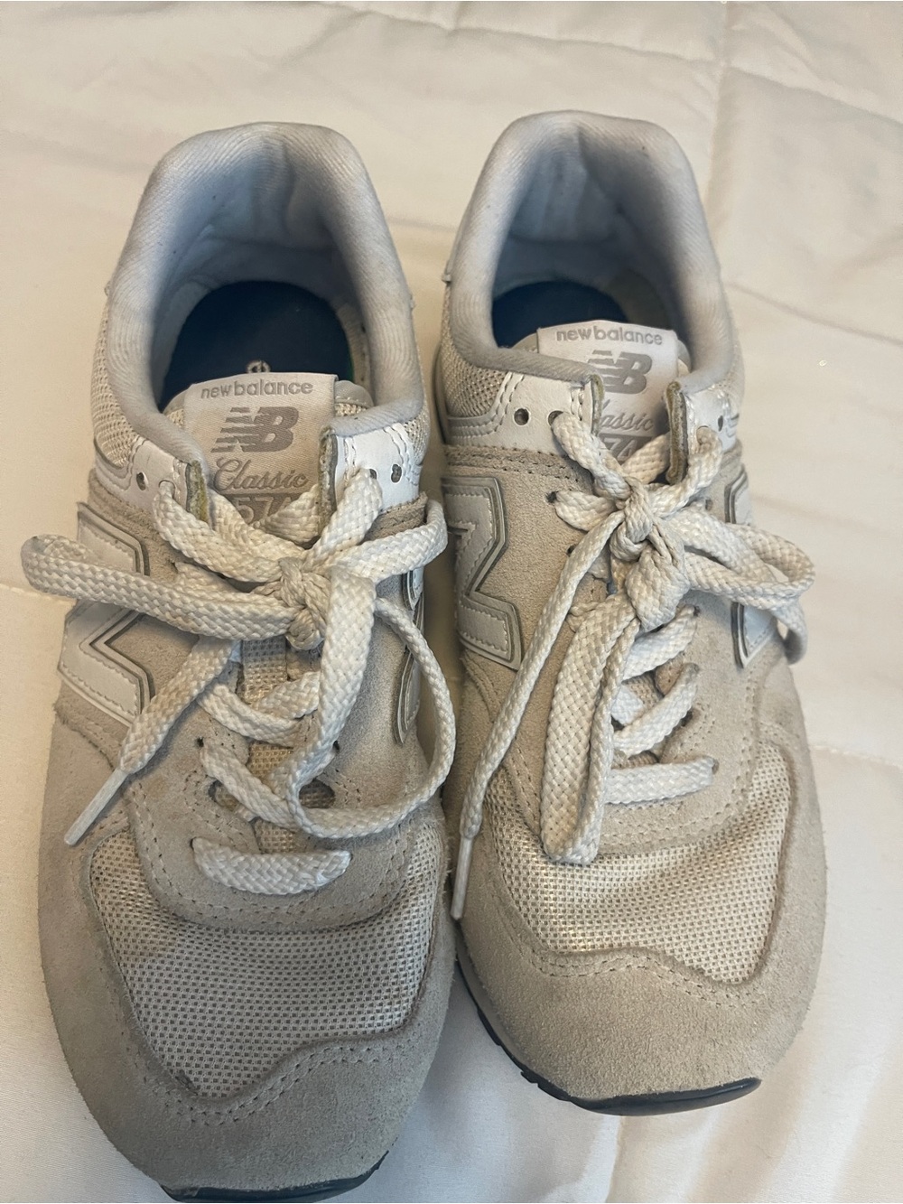 New Balance Beige and Off-White Sneakers